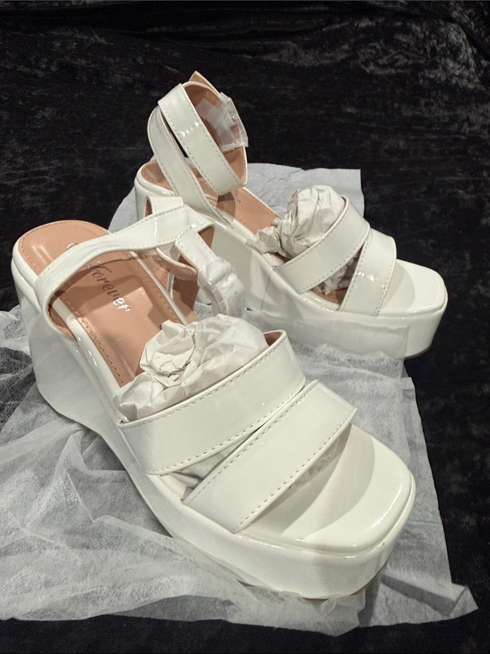 White Platform Sandal Wedges - Women